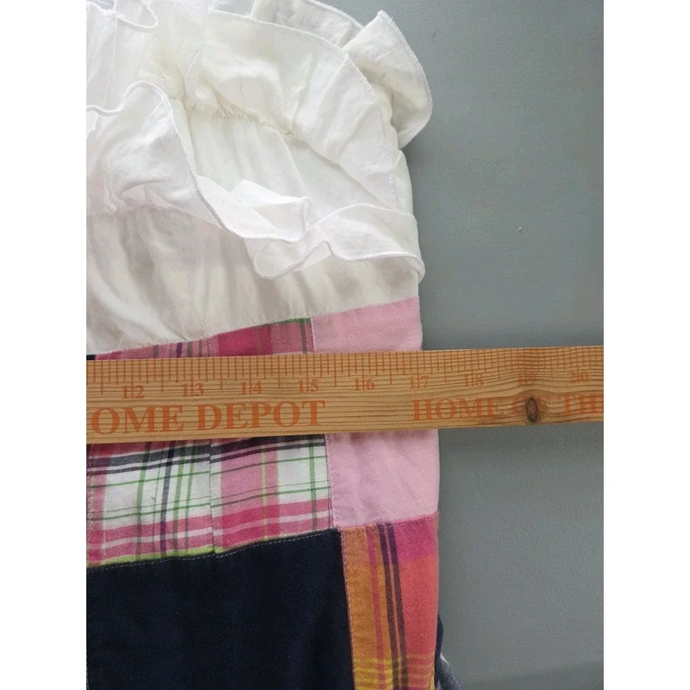 Lilly Pulitzer Cameron Madras Patch Dress Size 12 Strapless Ruffle - Picture 7 of 10